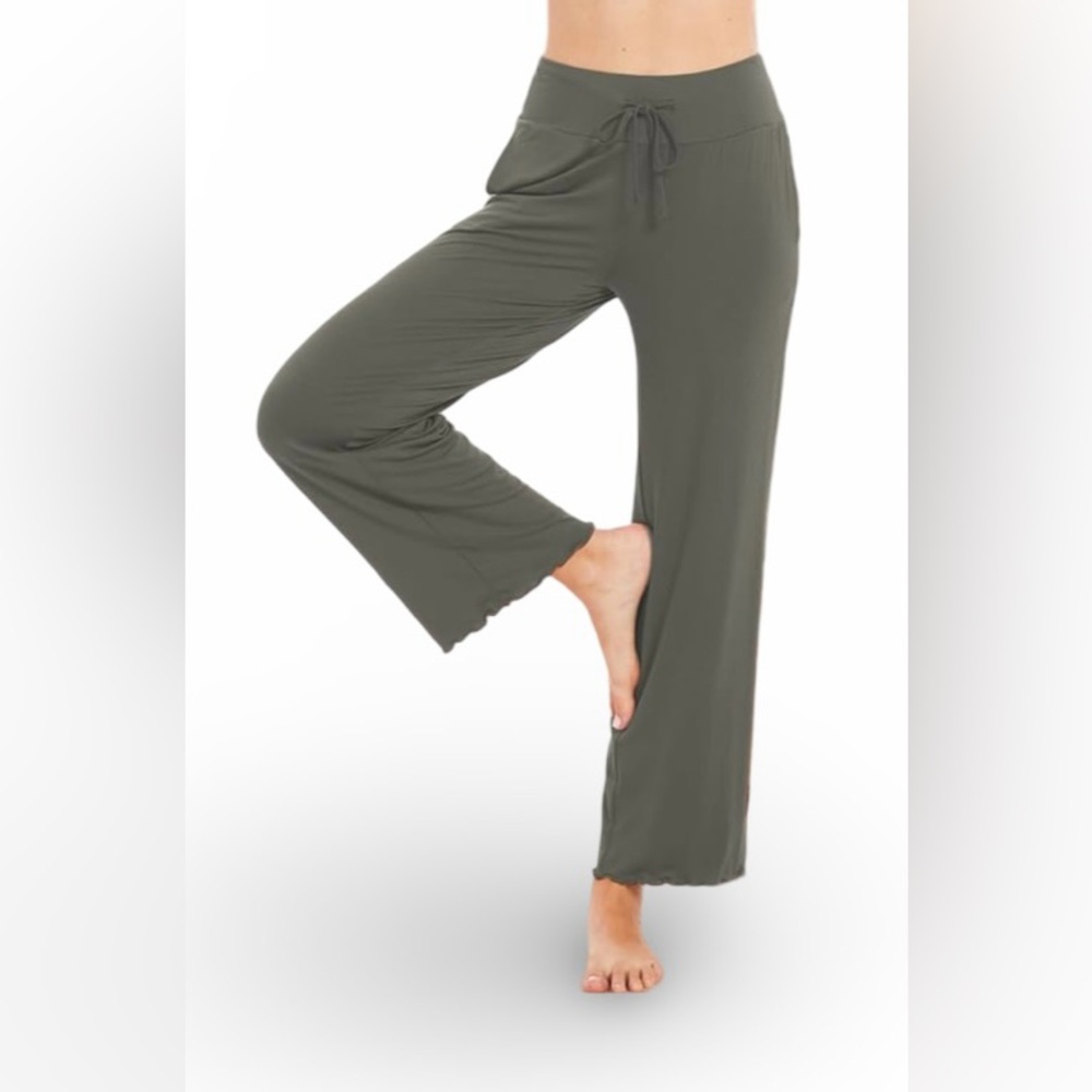 Women’s Grey Bamboo Wide-Leg Comfy Soft Yoga Pajama Pants W/ Pockets